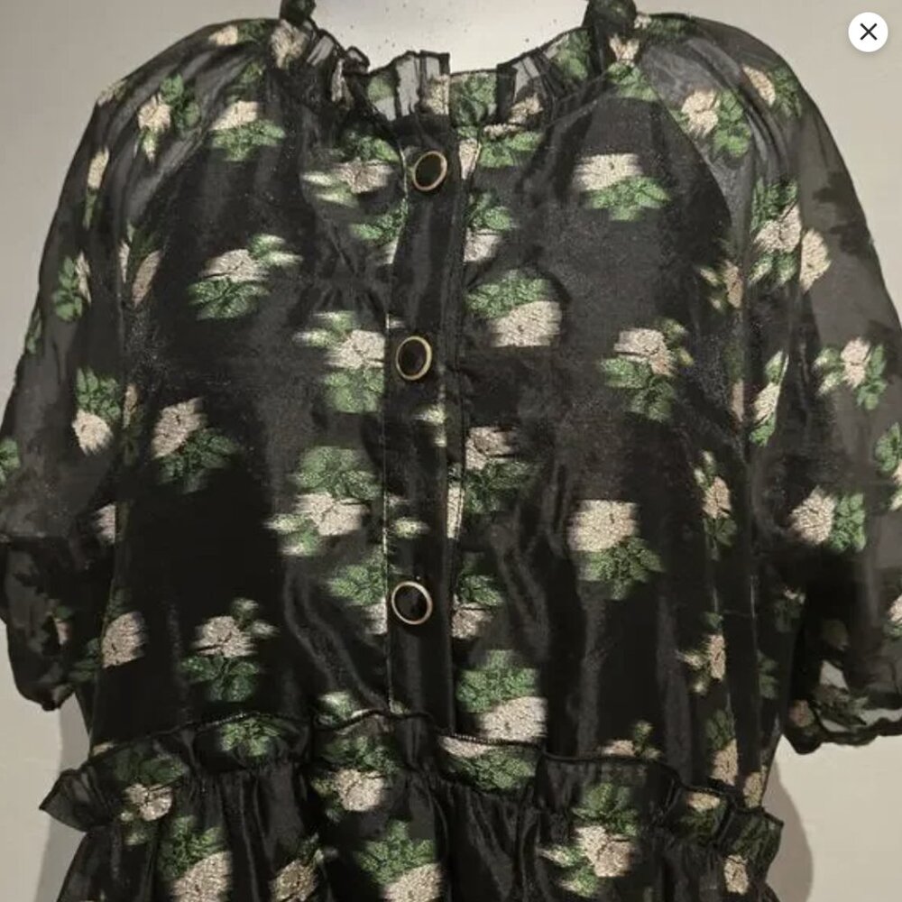 Maeve Anthropologie Like New! V-Neck Floral Tiered Tunic Mini Dress - L - Picture 9 of 12
